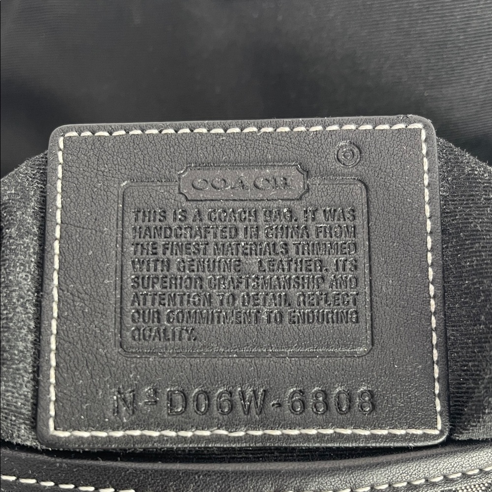 Coach Black Leather & Signature Fabric Shoulder Bag - Picture 6 of 10